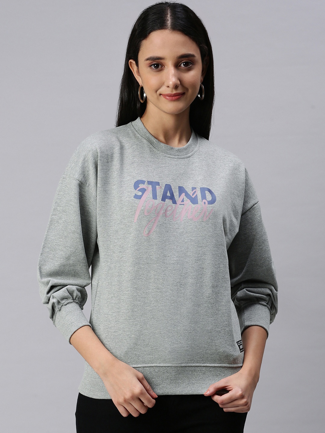 

abof Women Grey Printed Sweatshirt