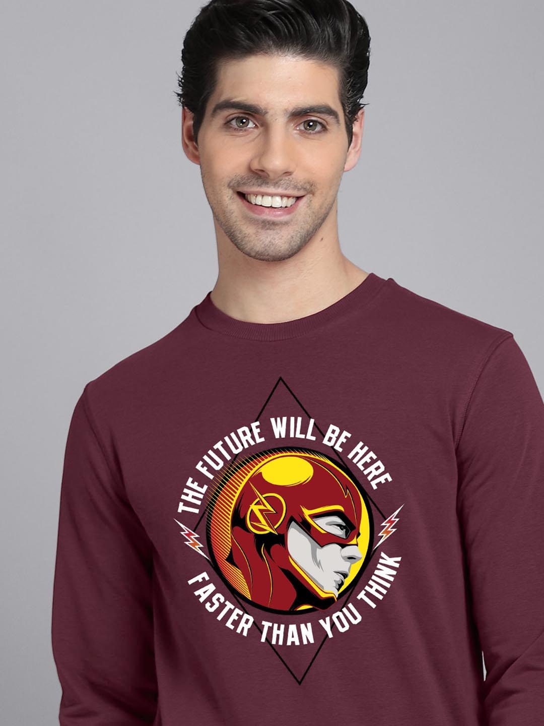 

Free Authority Maroon Red Flash Printed Sweatshirt