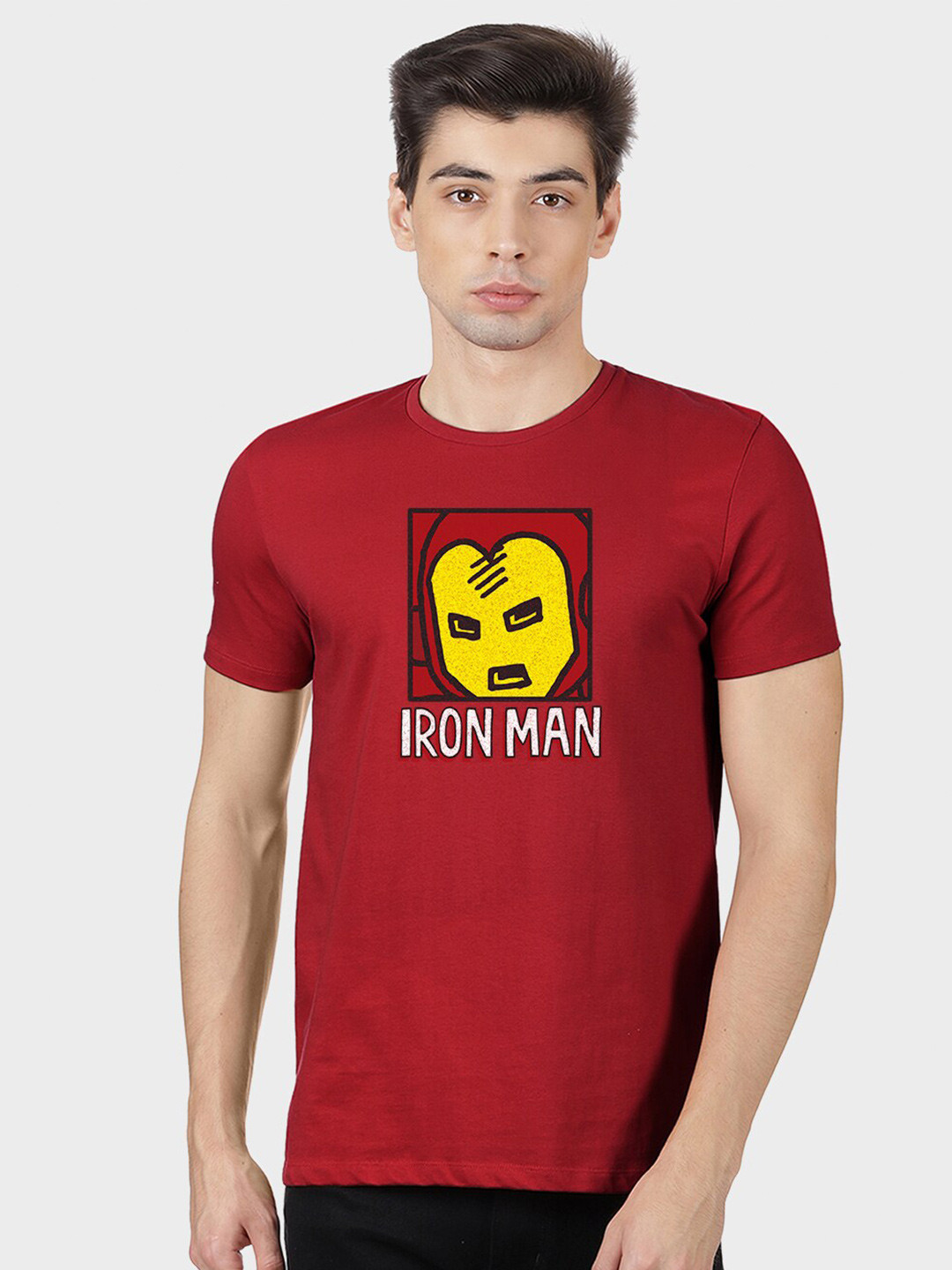 

Free Authority Men Red & Yellow Iron Man Printed Pure Cotton T-shirt