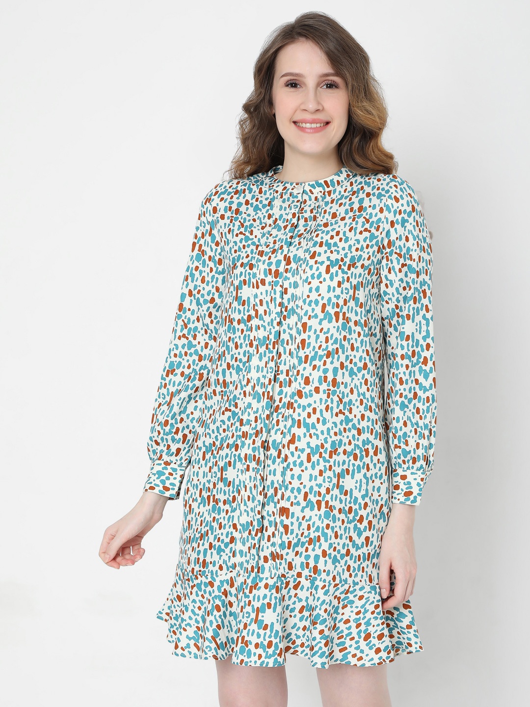 

Vero Moda White & Blue Printed Sheath Dress
