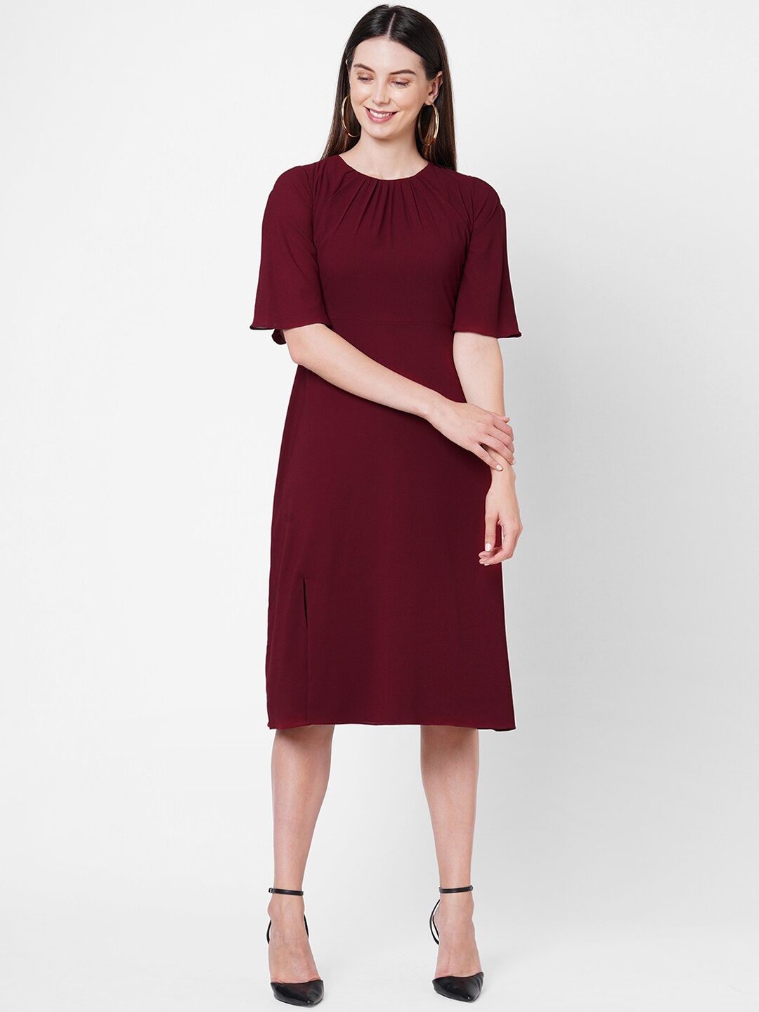 

POPPI Maroon Georgette Dress