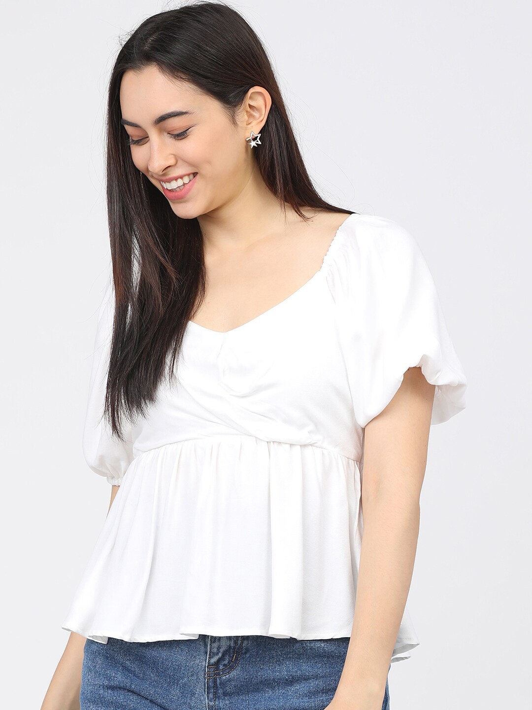 

Tokyo Talkies White Wrap Top