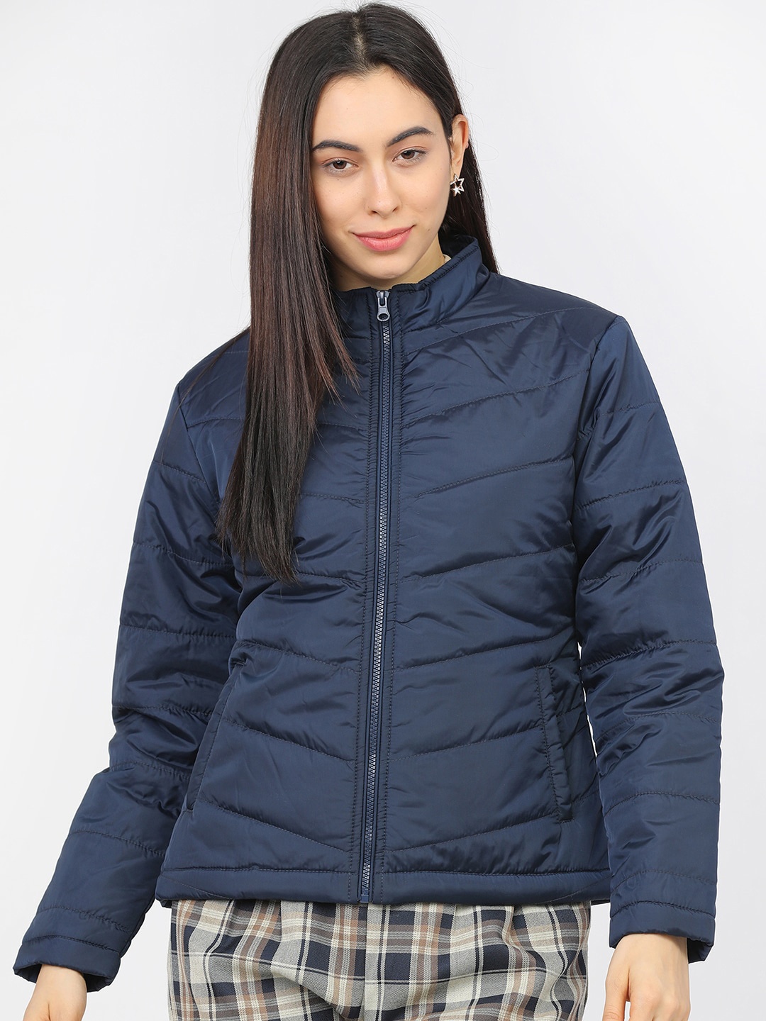 

Tokyo Talkies Women Navy Blue Padded Jacket