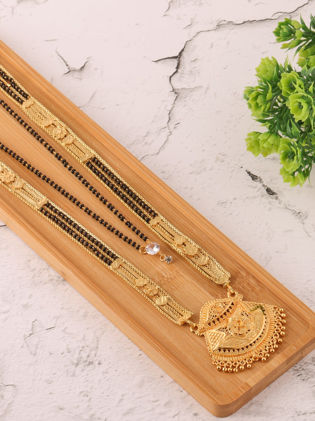 

Brandsoon Set of 2 Gold-Plated & Black Beaded Mangalsutra