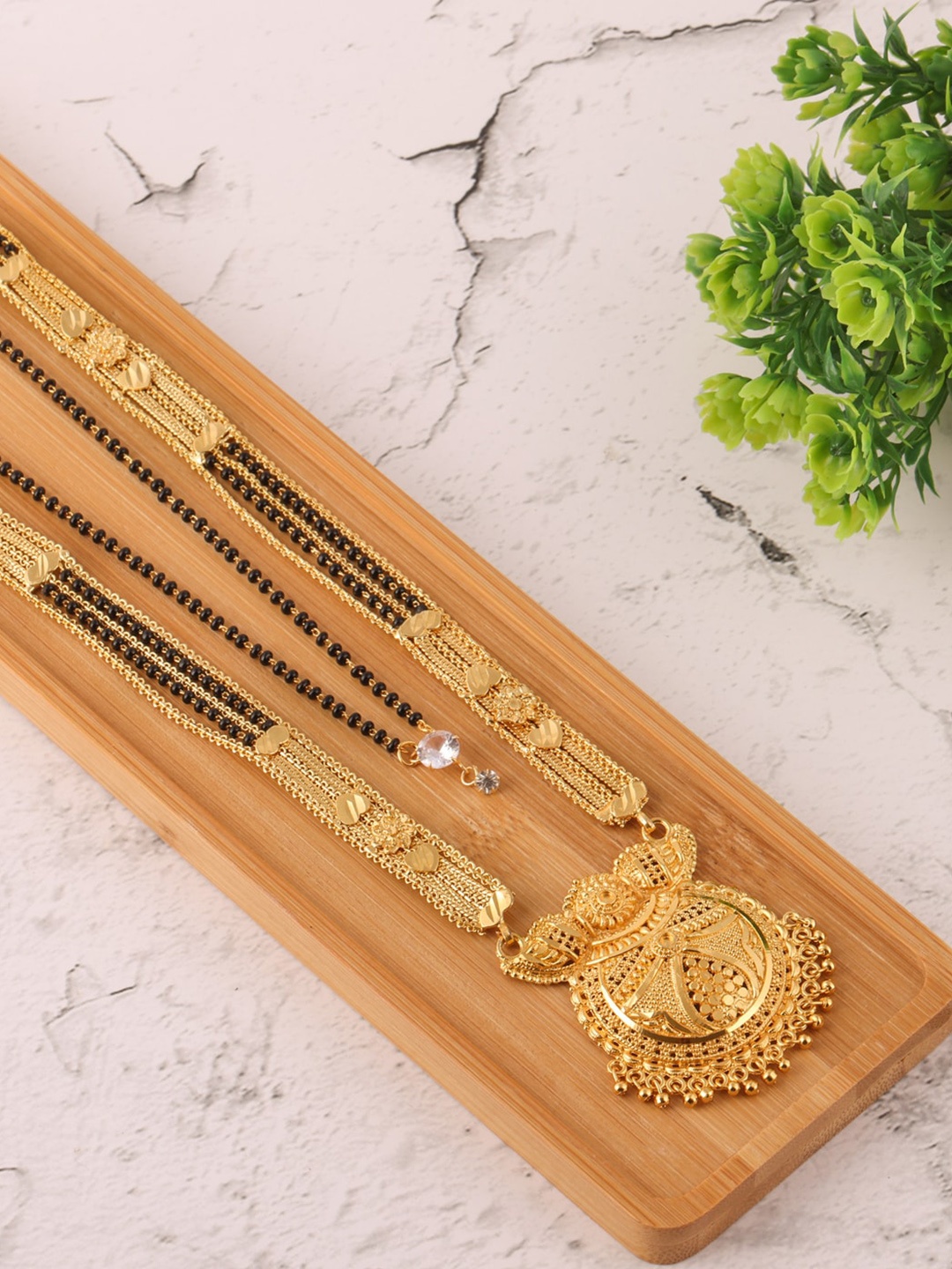 

Brandsoon Set of 2 Gold-Toned & Black Mangalsutra