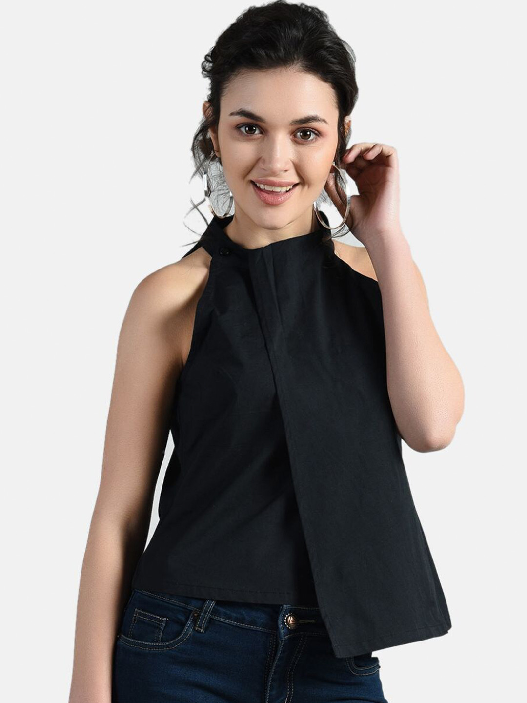 

AARA Women Black Layered Regular Top