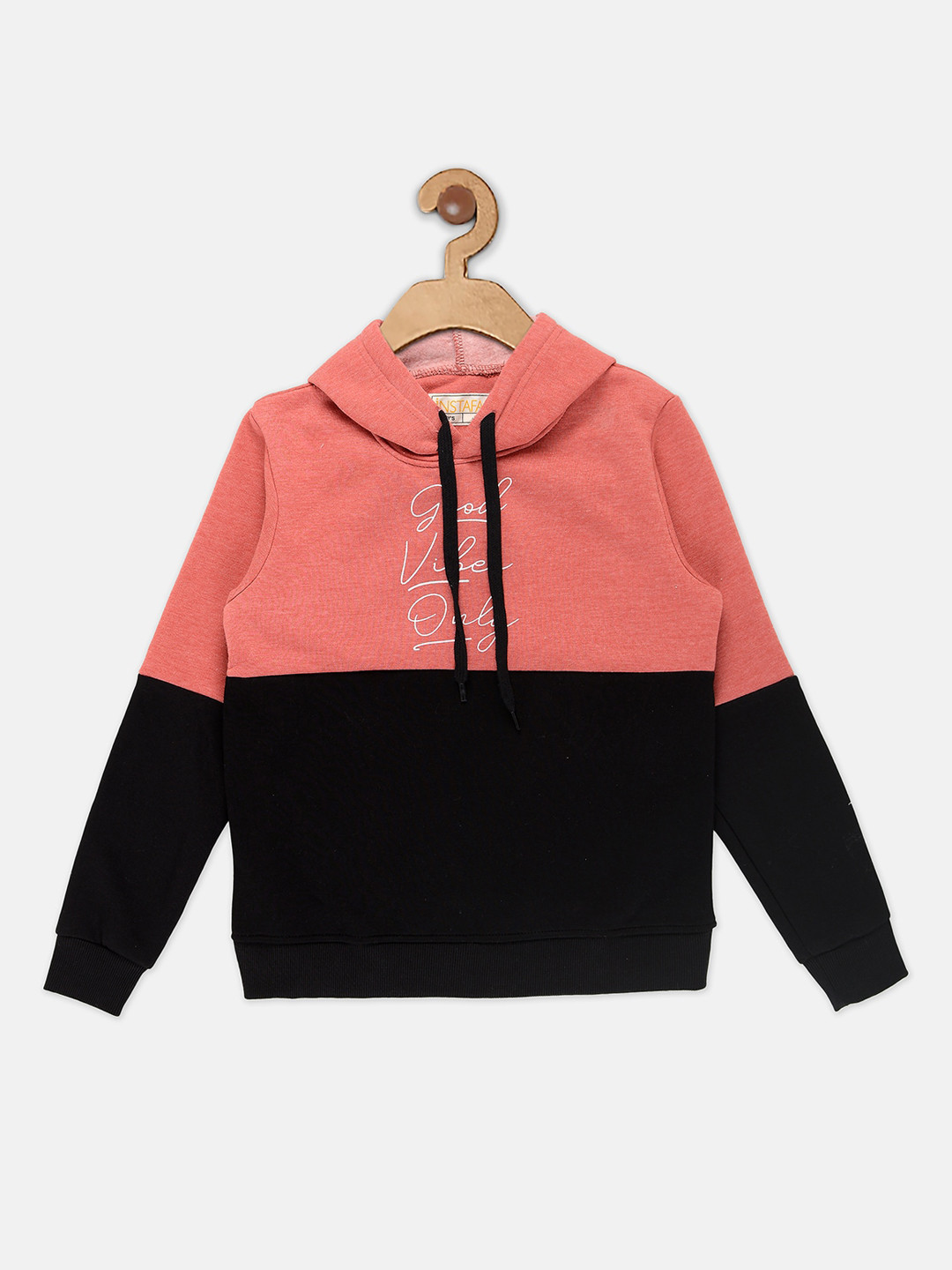 

Instafab Boys Red Colourblocked Hooded Sweatshirt