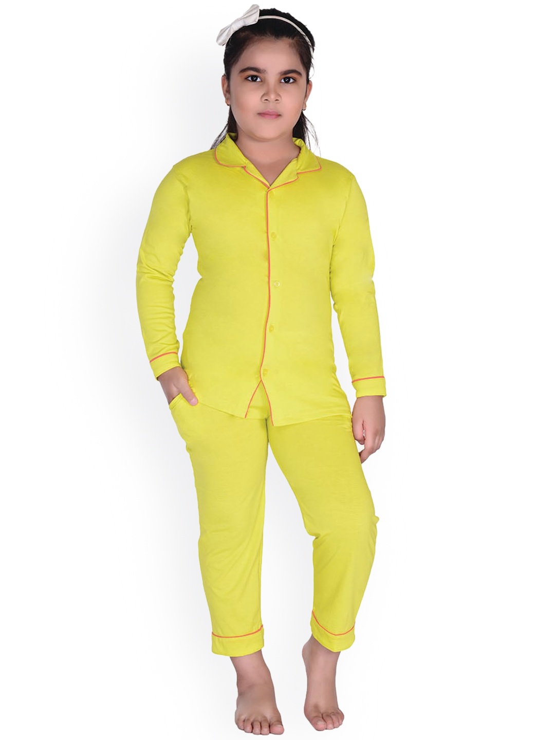 

Zoom Minimondo Unisex Kids Yellow Pure Cotton Night suit