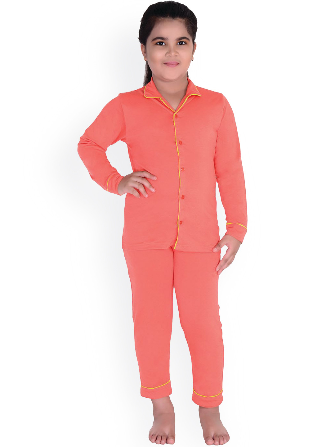 

Zoom Minimondo Kids Coral Red Pure Cotton 2 Pc Night Suit