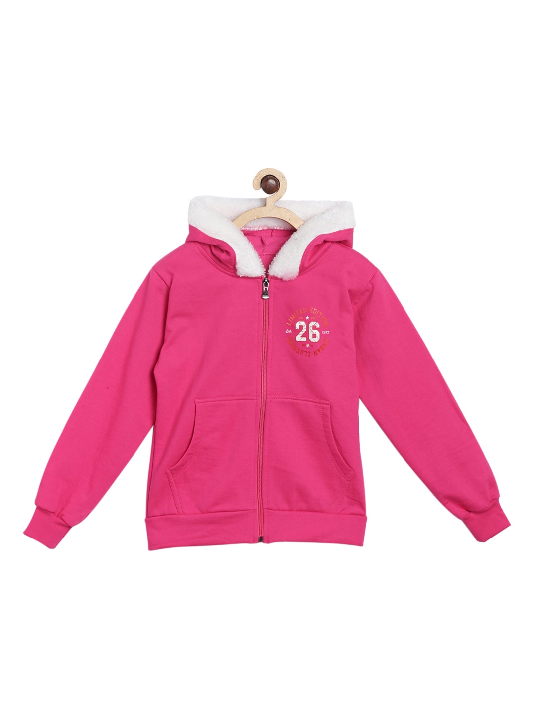 

Fashionable Boys Pink Solid Hooded Sweatshirt