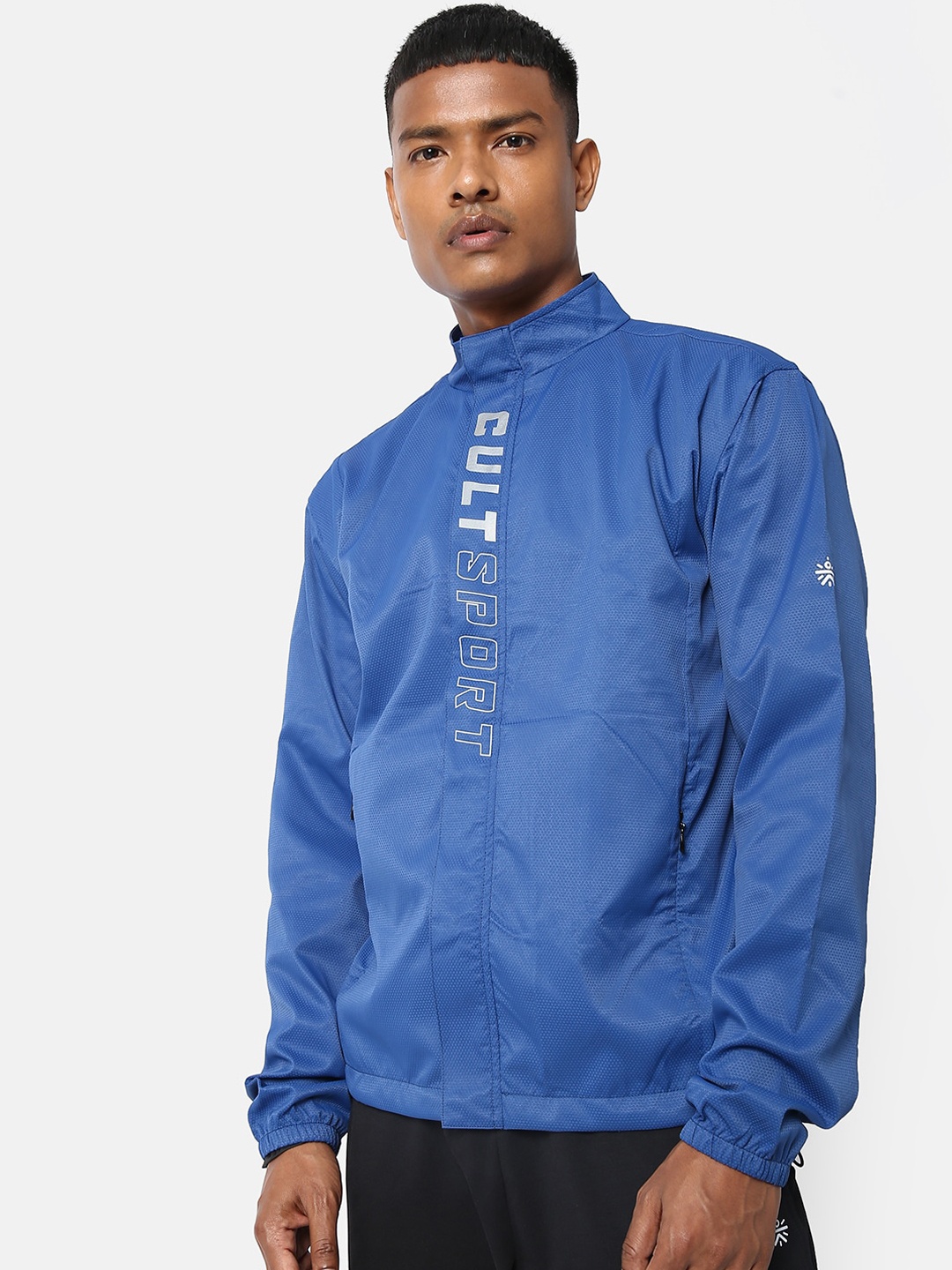 

Cultsport Men Blue Reflective Print JacTEC Sports Jacket