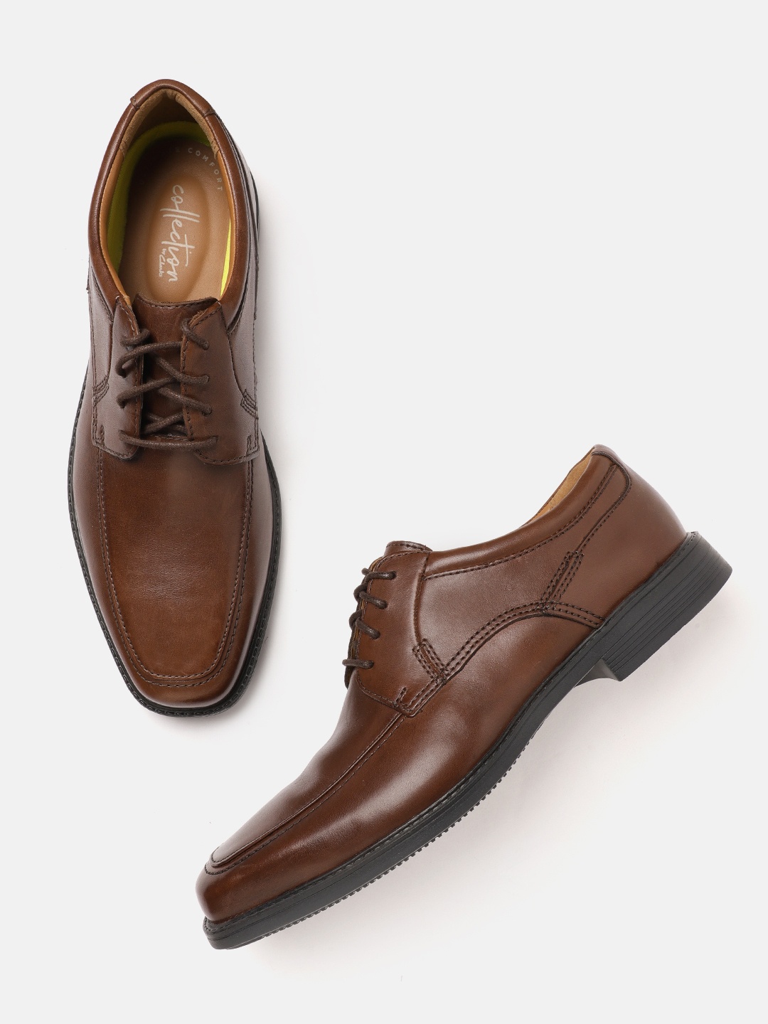 

Clarks Men Brown Solid Leather Derbys