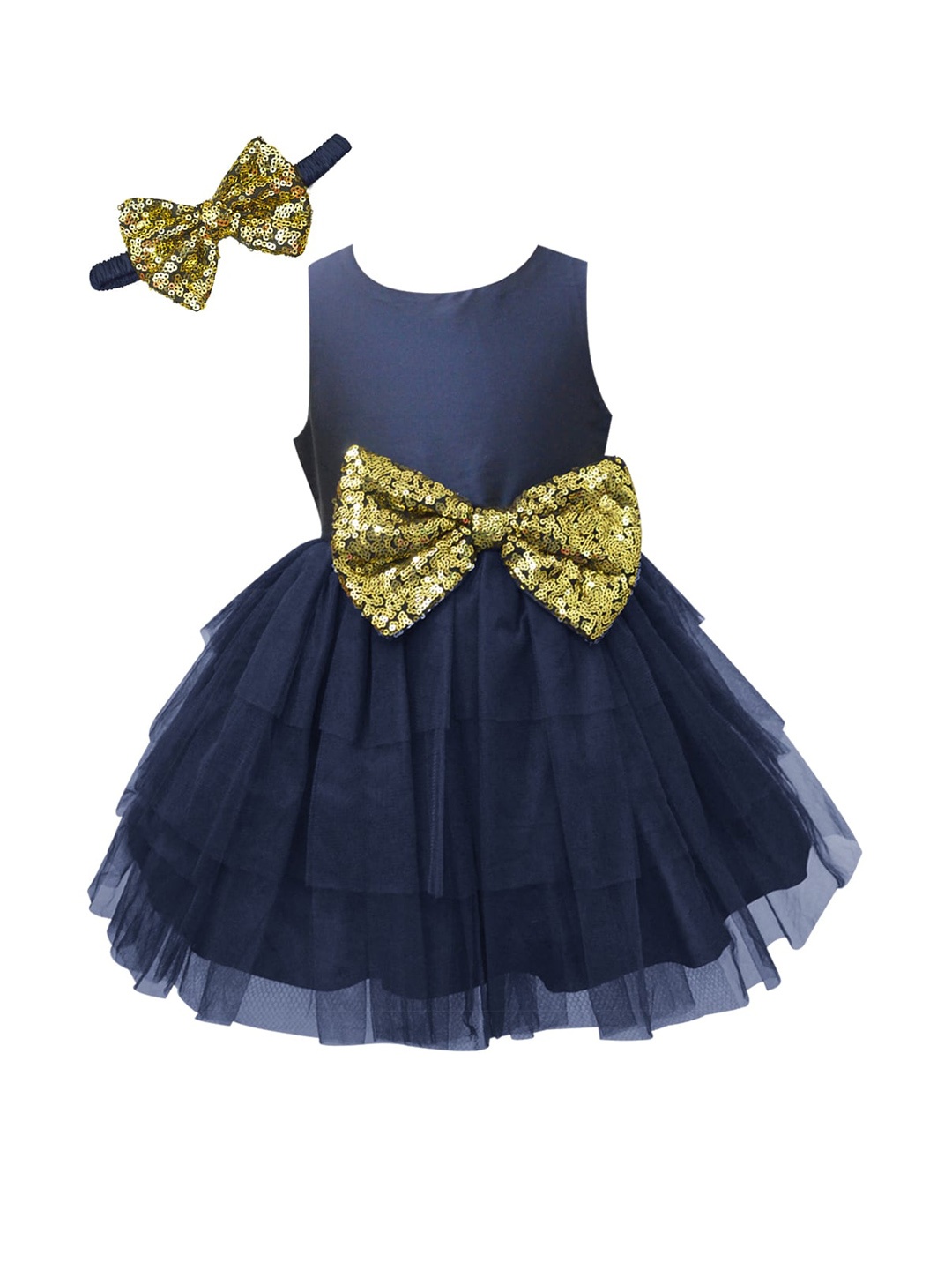 

A T U N Navy Blue Net Dress
