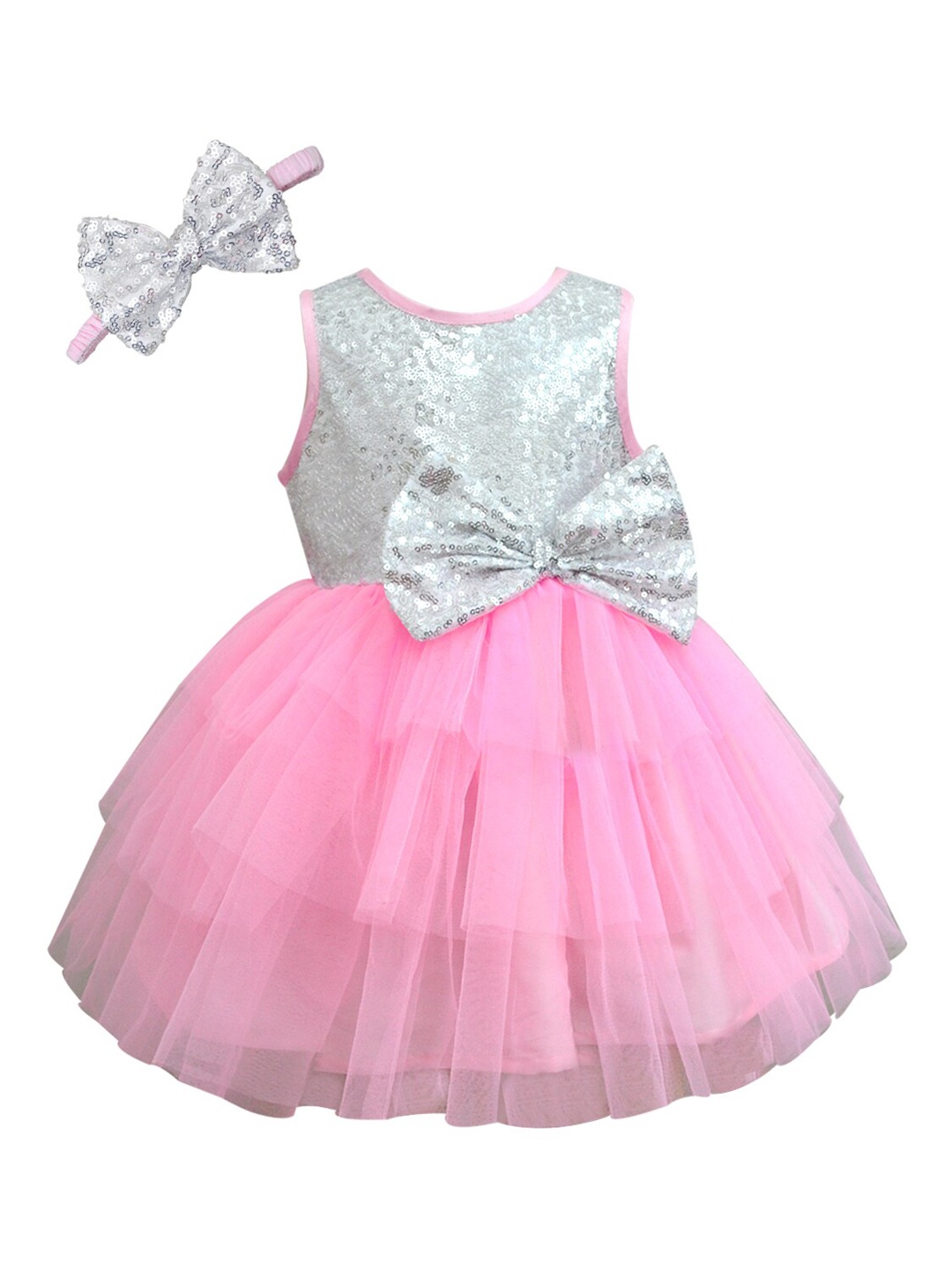 

A T U N Pink Net Dress
