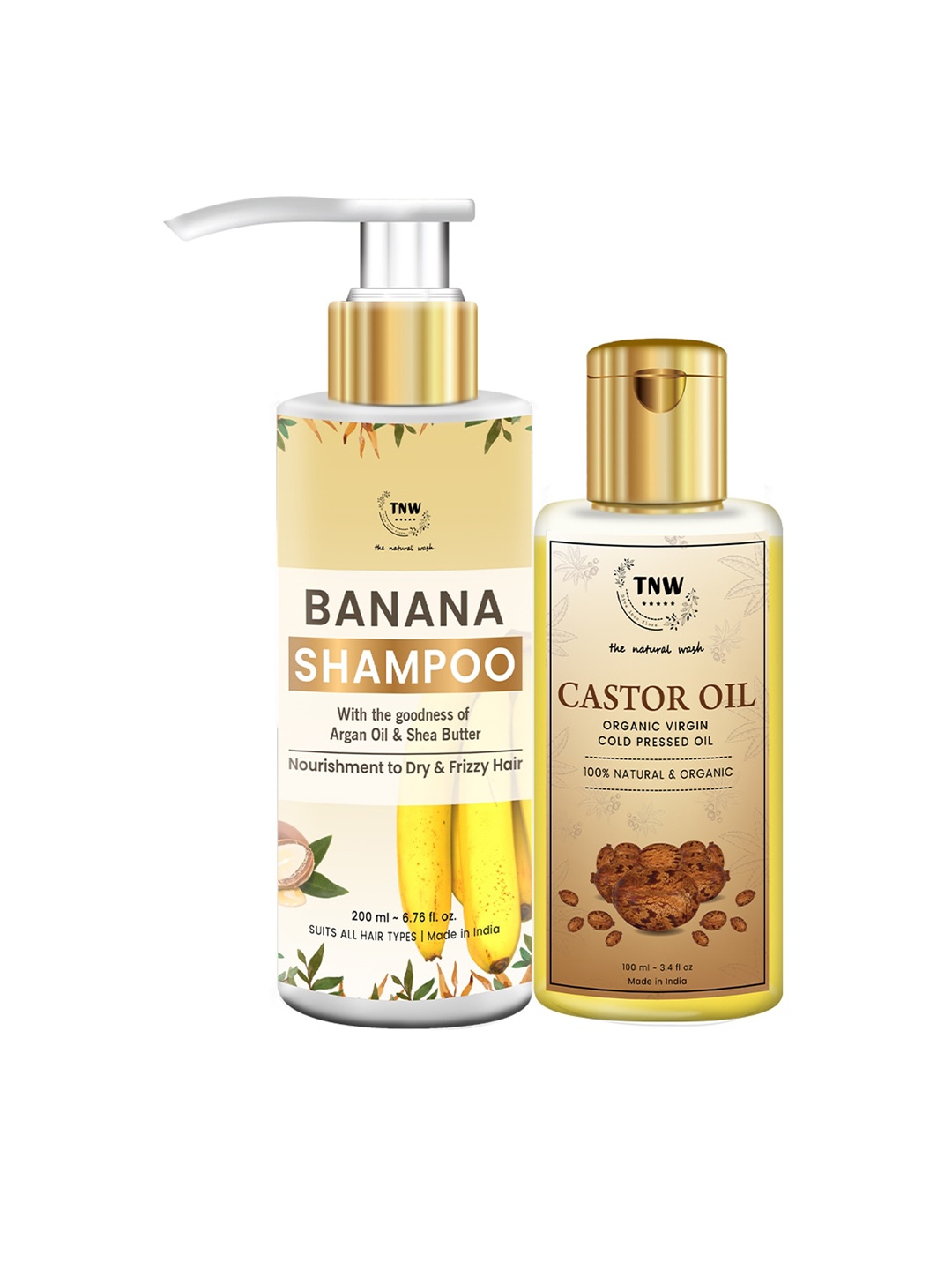 

TNW the natural wash Set of 2 Castor Oil & Banana Shampoo, White