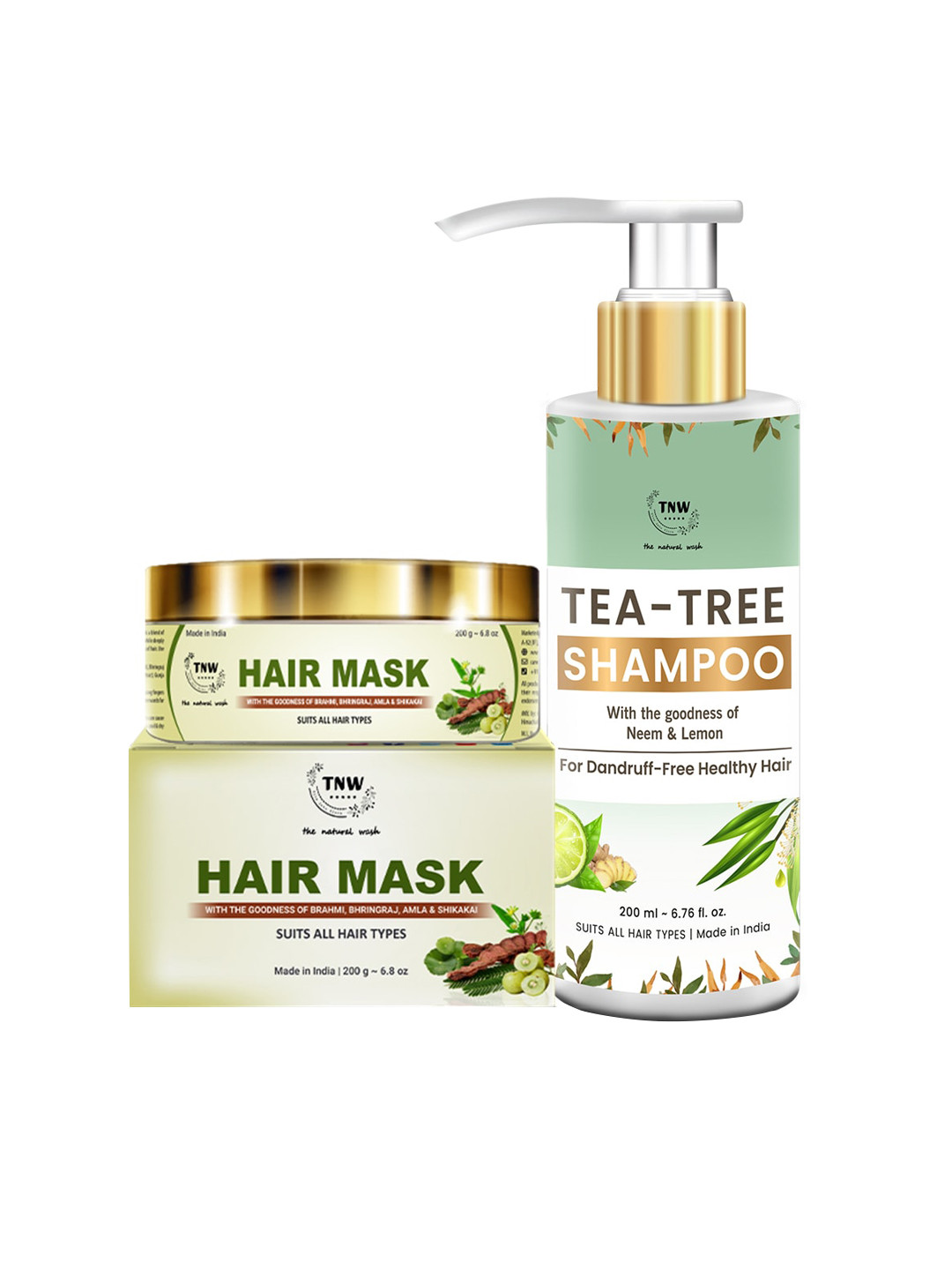 

TNW the natural wash Pack of Tea Tree Shampoo and Amla Hair Mask for Dandruff-Free Hair, White