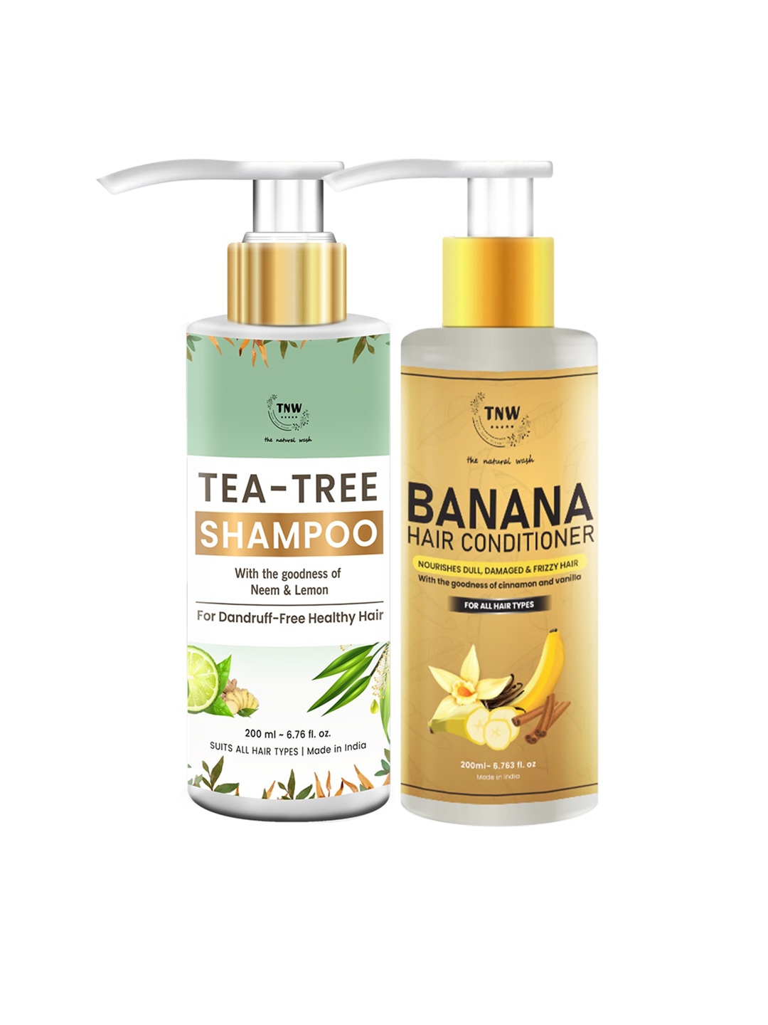 

TNW the natural wash Set of 2 Tea Tree Shampoo & Banana Conditioner for Dandruff, White