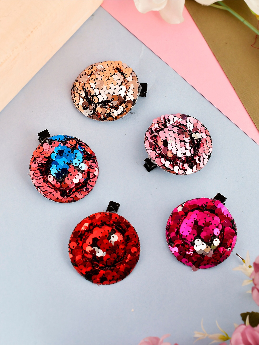 

Silvermerc Designs Girls Set Of 5 Embellished Hat Alligator Hairclips, Multi