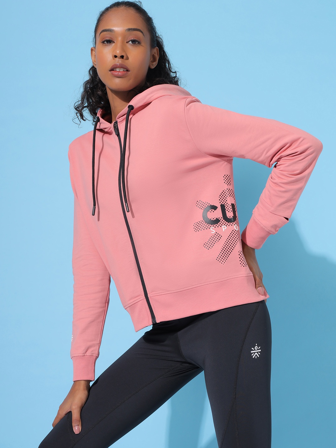 

Cultsport Women Pink Hooded Sweatshirt