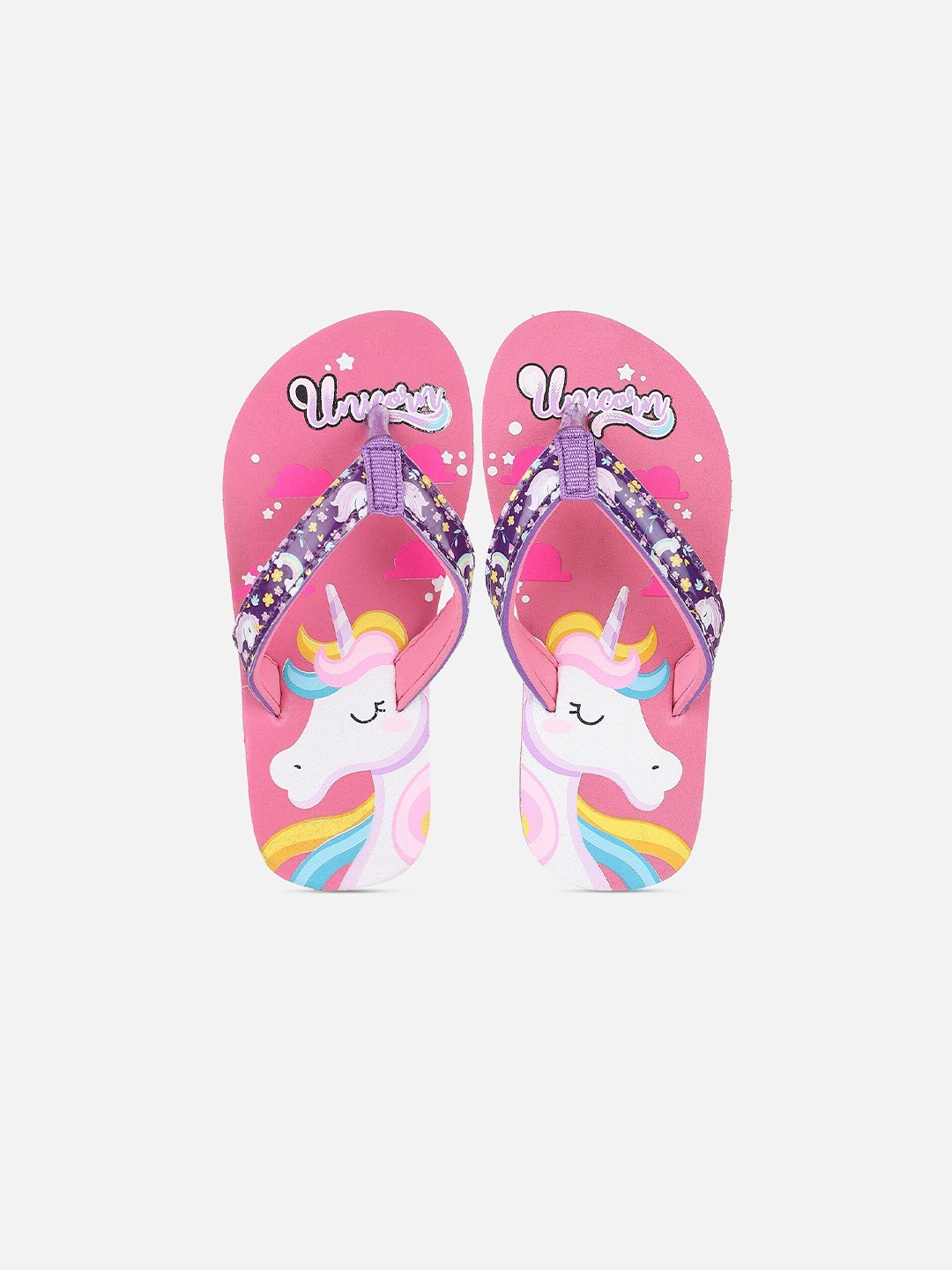 

Kids Ville Girls Pink & White Printed Rubber Slip-On