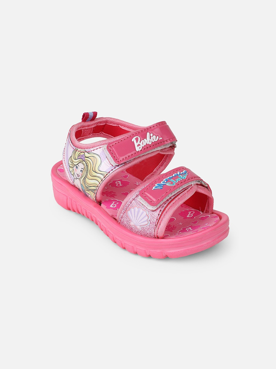 

Kids Ville Girls Pink & Yellow Barbie Open Toe Flats