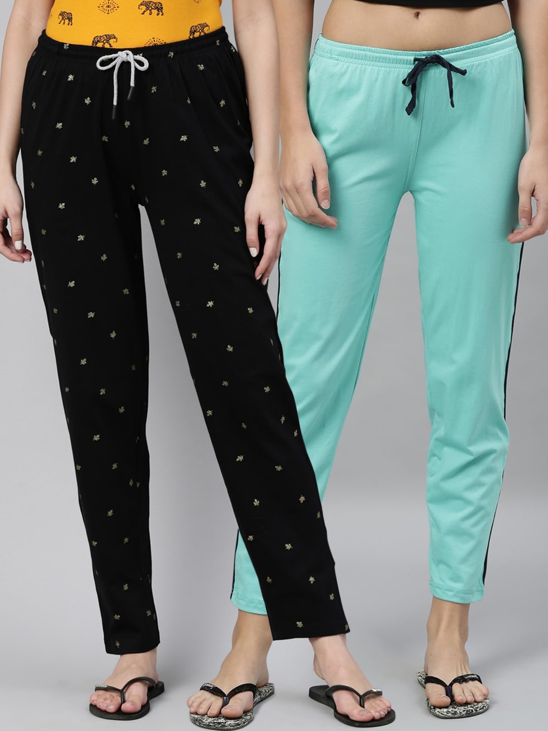 

Kryptic Women Pack of 2 Black & Green Cotton Pyjamas