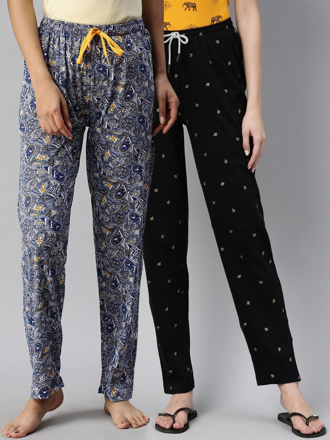 

Kryptic Women Pack of 2 Black & Blue Cotton Pyjamas
