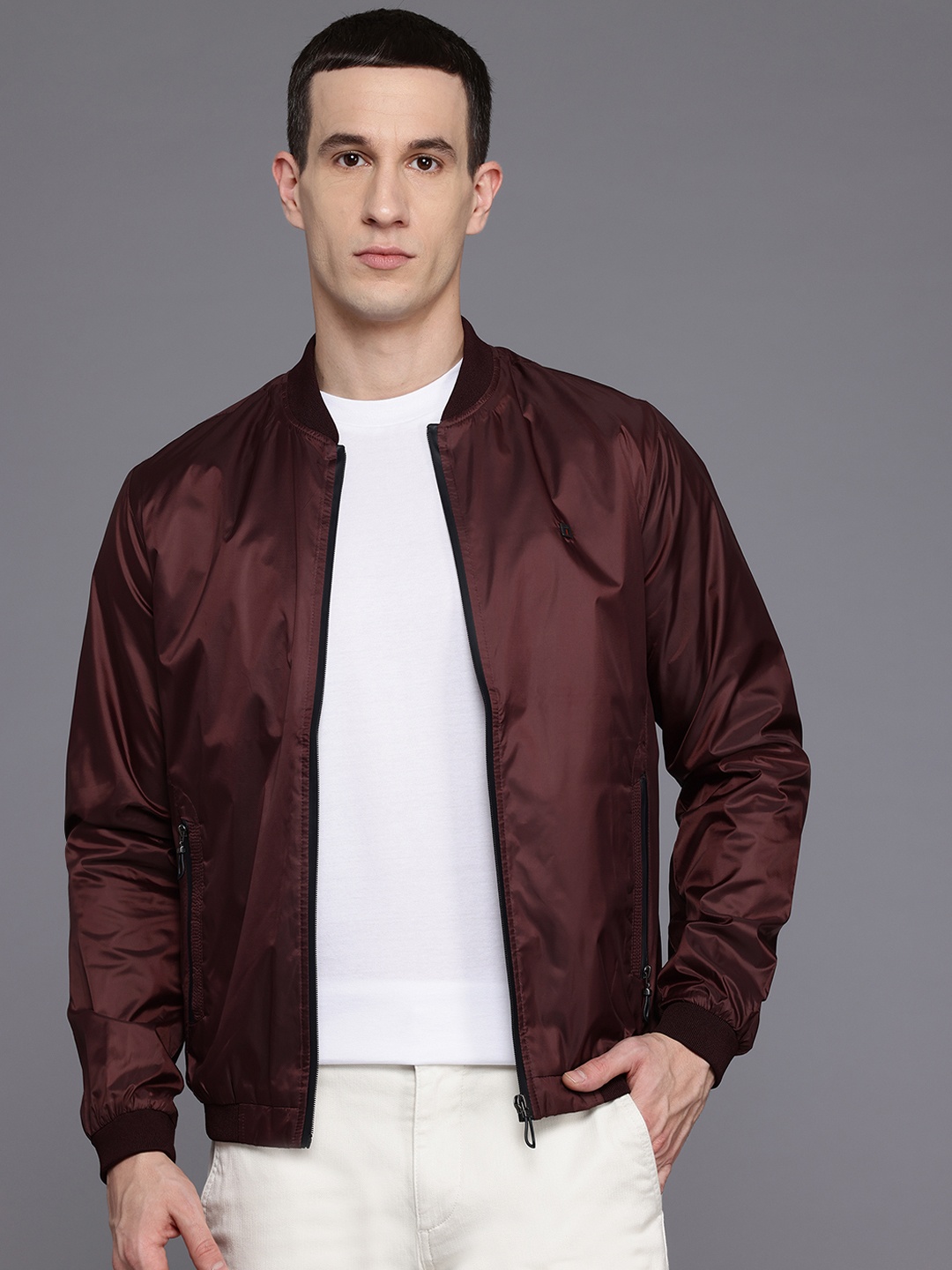 

Louis Philippe Sport Stand Collar Bomber Jacket, Brown