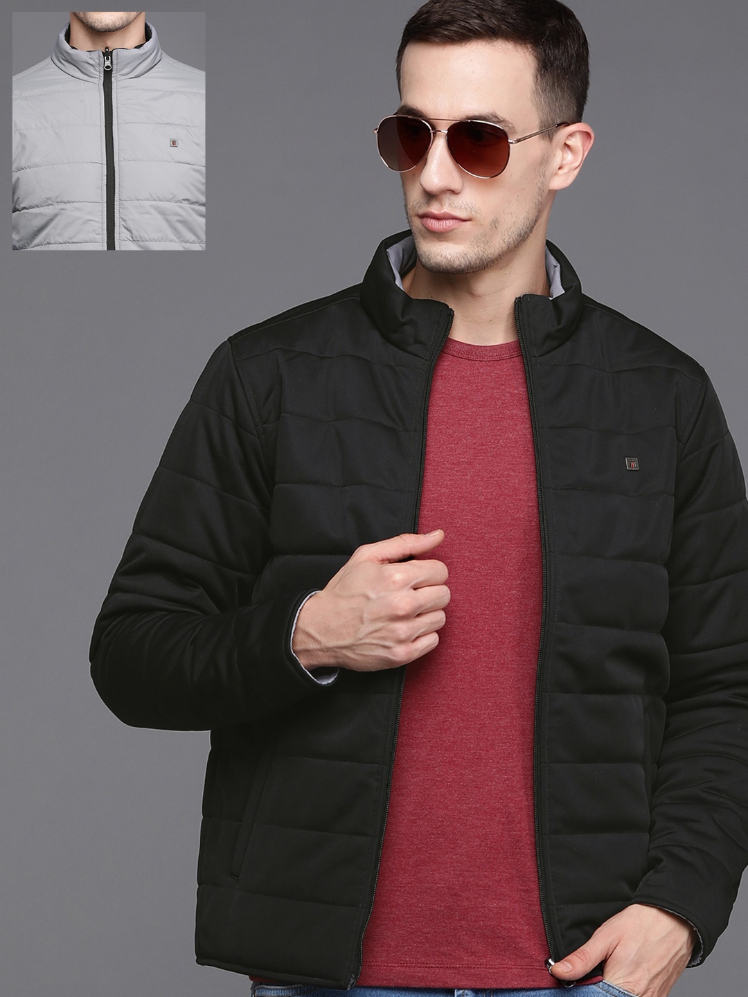 

Louis Philippe Sport Men Black Grey Reversible Puffer Jacket