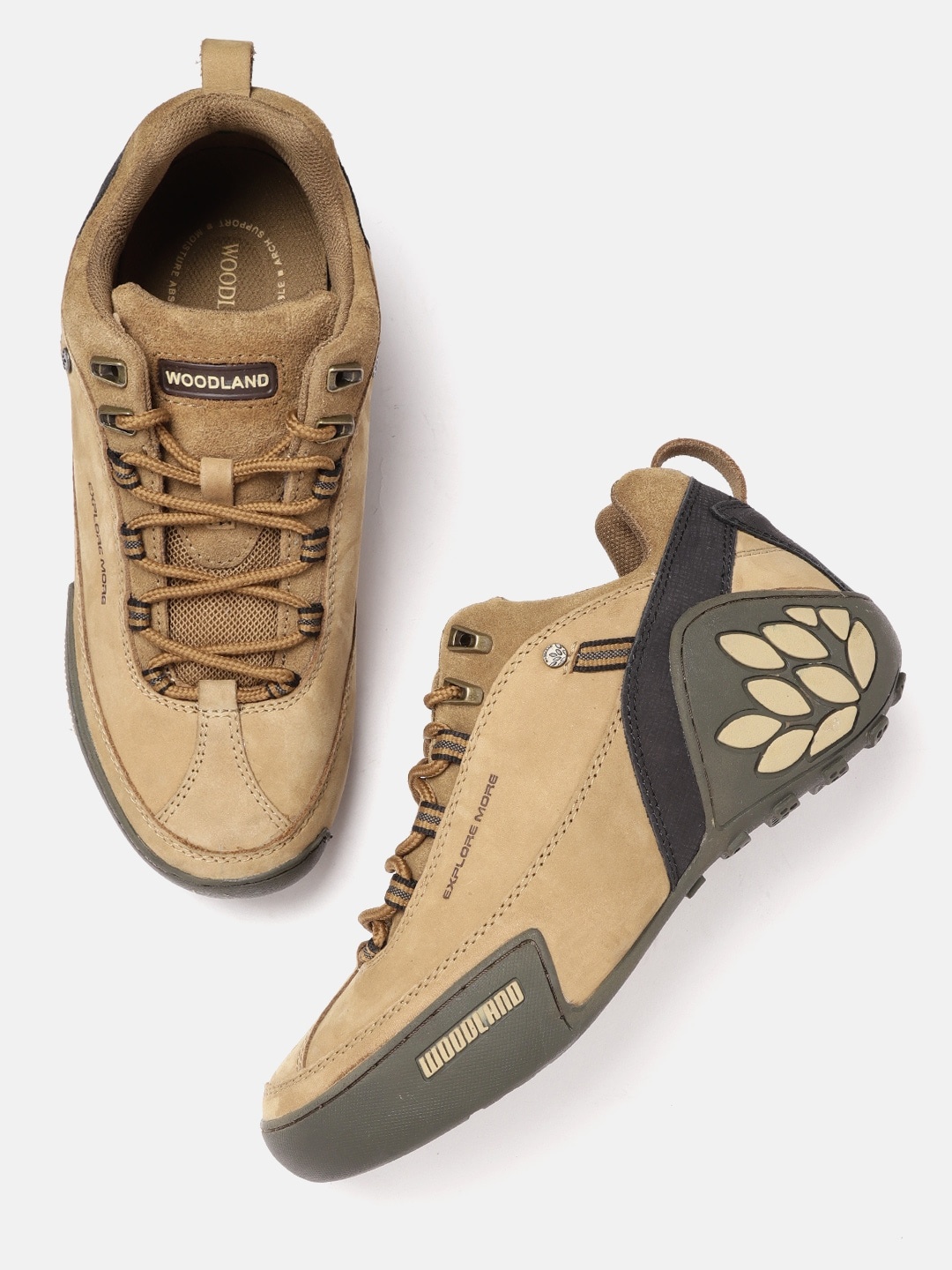 

Woodland Men Camel Brown Leather Sneakers