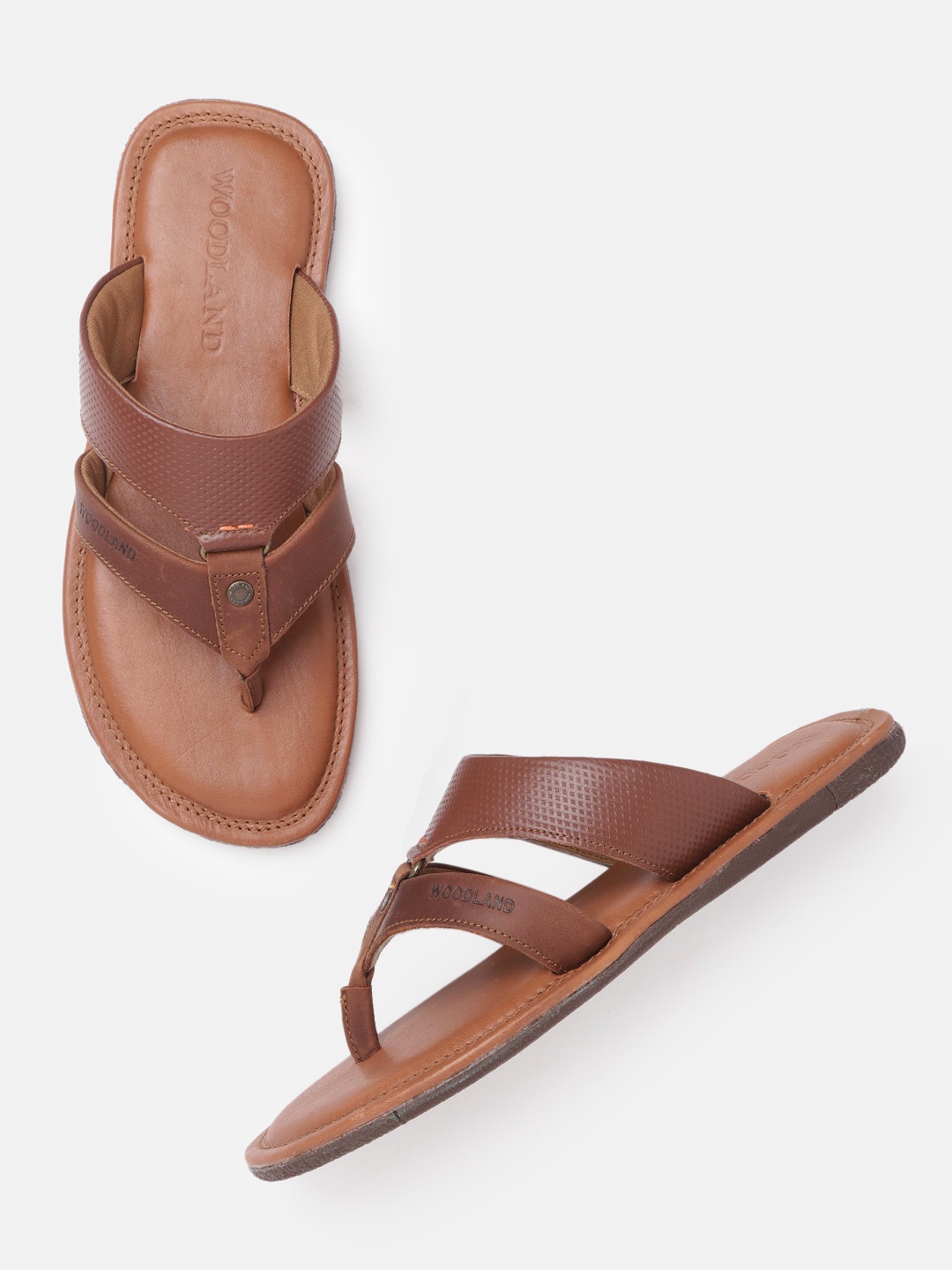 

Woodland Men Brown Textured Leather Comfort Sandals