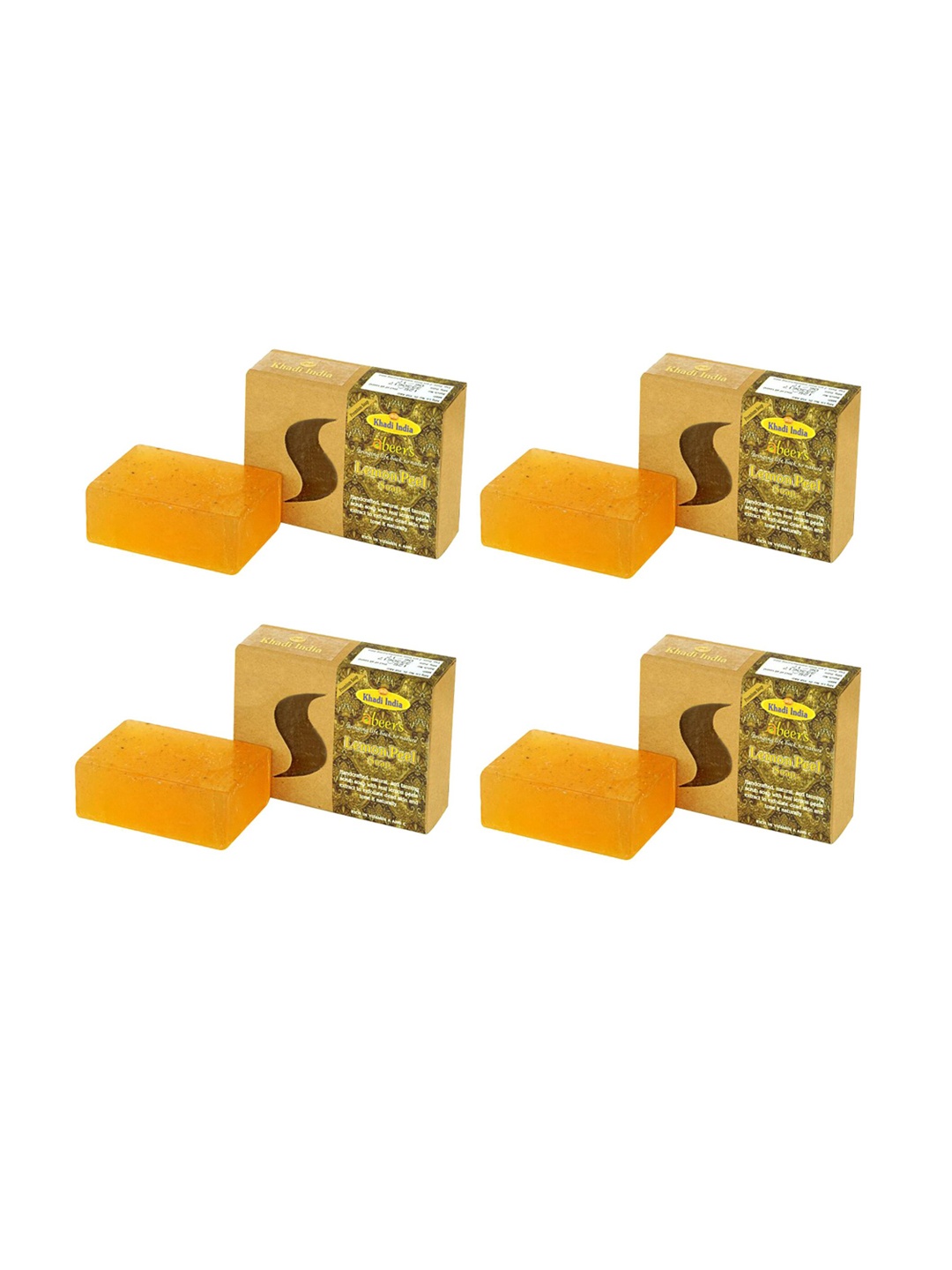 

abeers Pack of 4 Handmade Lemon peel With Essential Oil Premium Soap-125 g, Brown