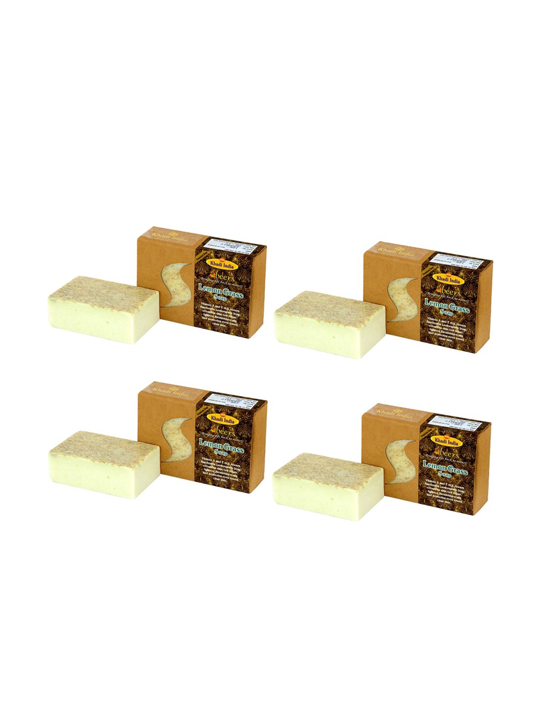 

abeers Brown Set of 4 Handmade Lemongrass Soap With Essential Oil 125 g
