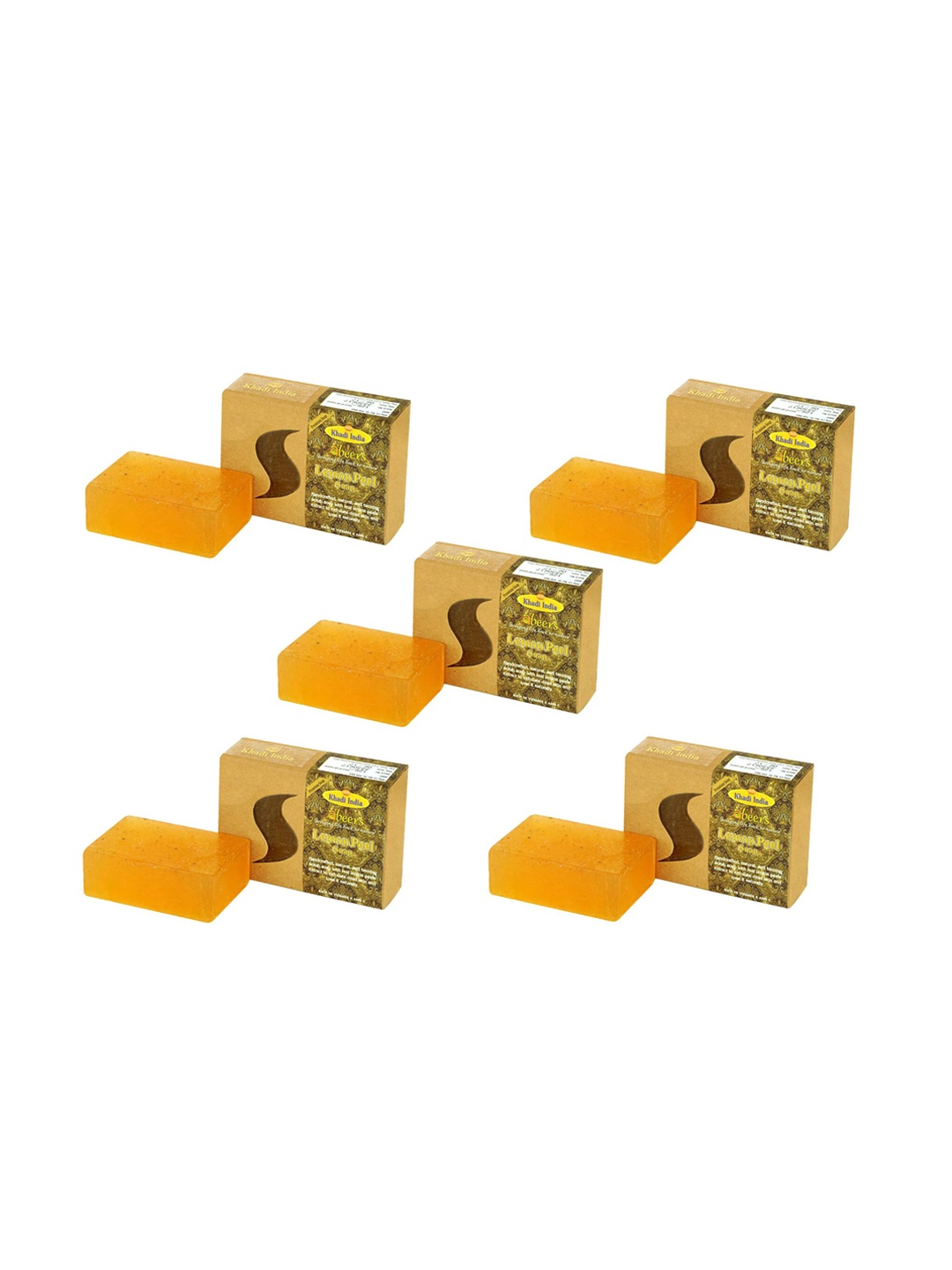 

abeers Pack of 5 Handmade Lemon peel With Essential Oil Premium Soaps, Brown