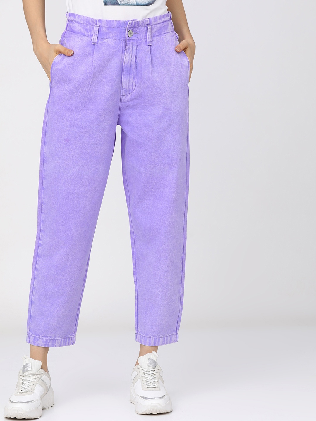 

Tokyo Talkies Women Lavender Straight Fit High-Rise Stretchable Jeans
