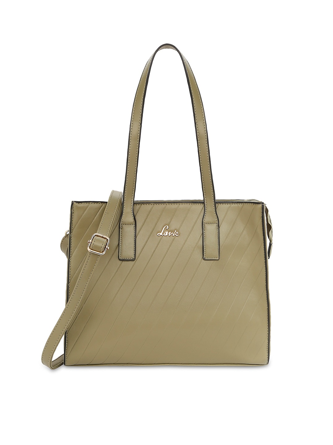 

Lavie Women Olive Green Textured Structured Shoulder Bag