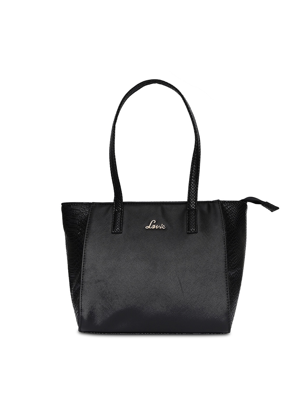 

Lavie Black Animal Textured PU Regular Structured Tote Bag