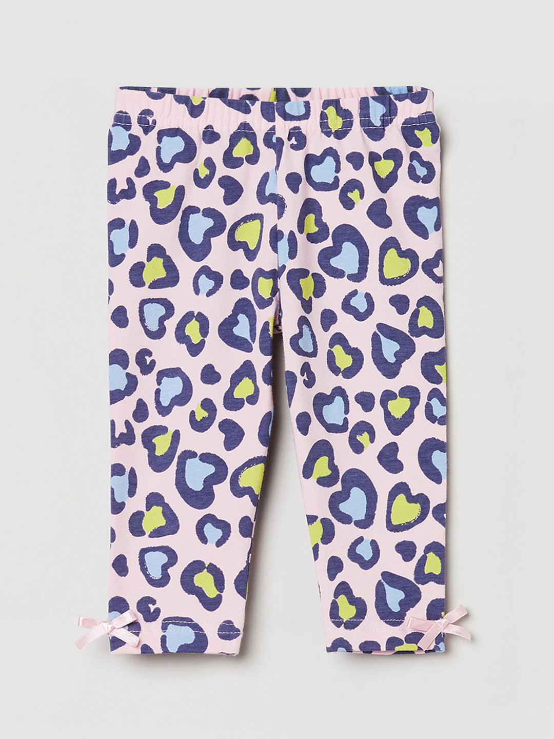 

max Girls Pink & Blue Printed Ankle-Length Leggings