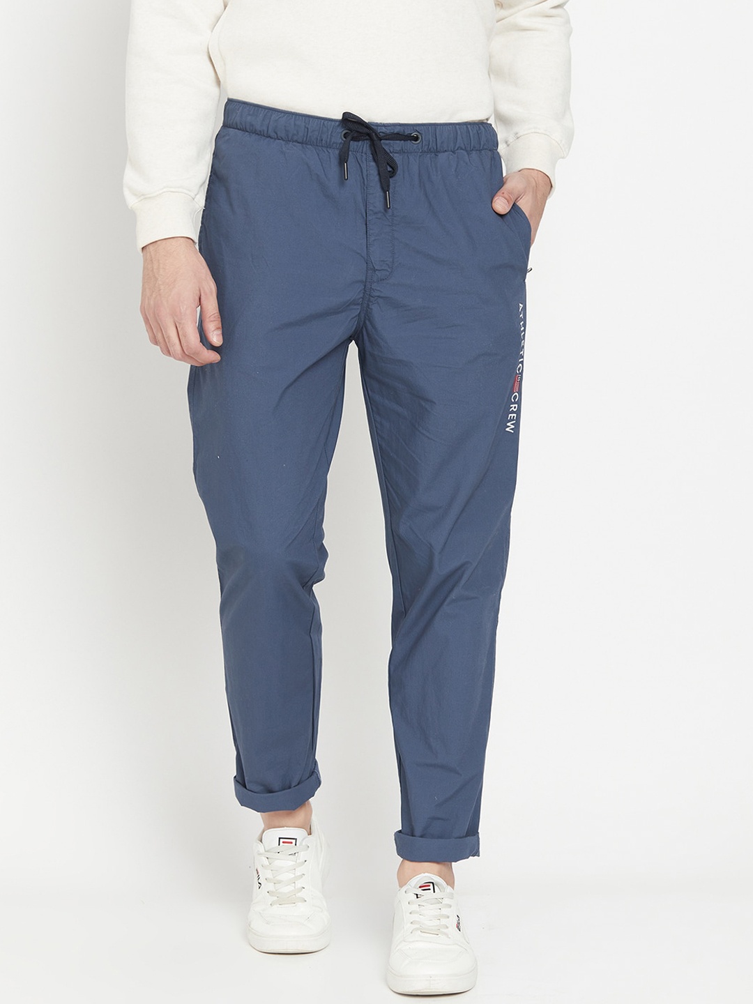 

Octave Men Blue Solid Cotton Track Pants