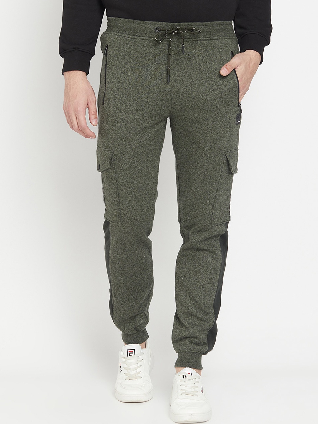 

Octave Men Olive-Green Solid Cotton Joggers