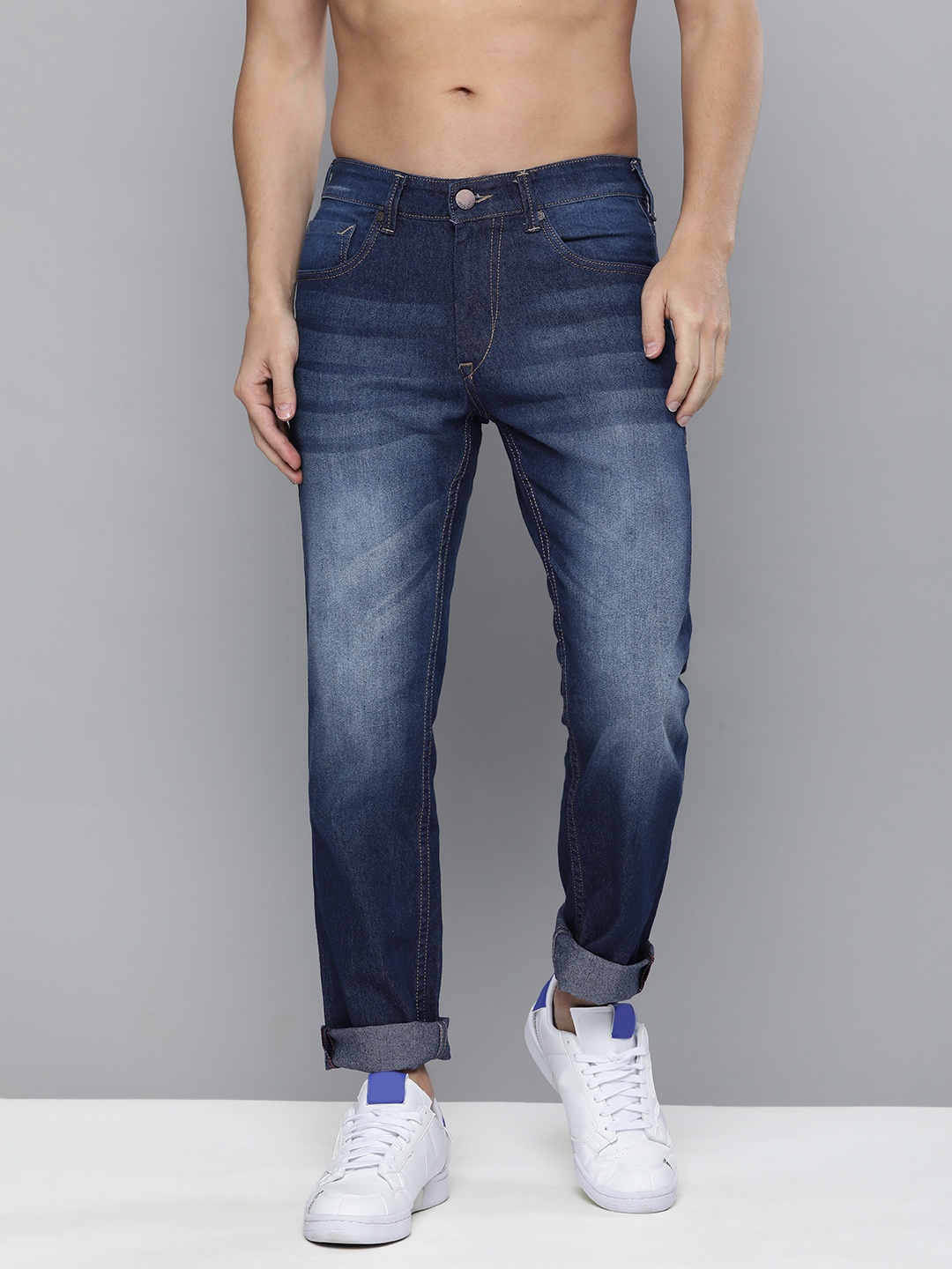 

HERE&NOW Men Blue Mid-Rise Heavy Fade Clean Look Jeans