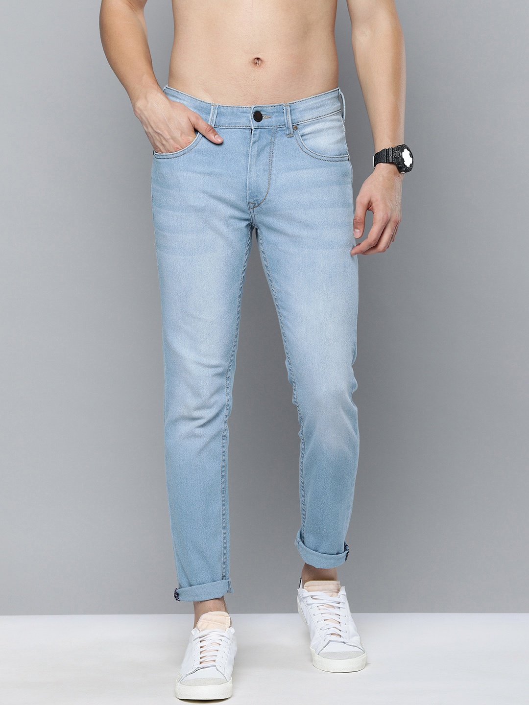 

HERE&NOW Men Blue Slim Fit Heavy Fade Stretchable Jeans