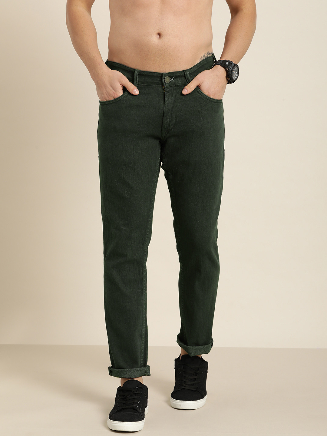 

Moda Rapido Men Green Slim Fit Stretchable Jeans