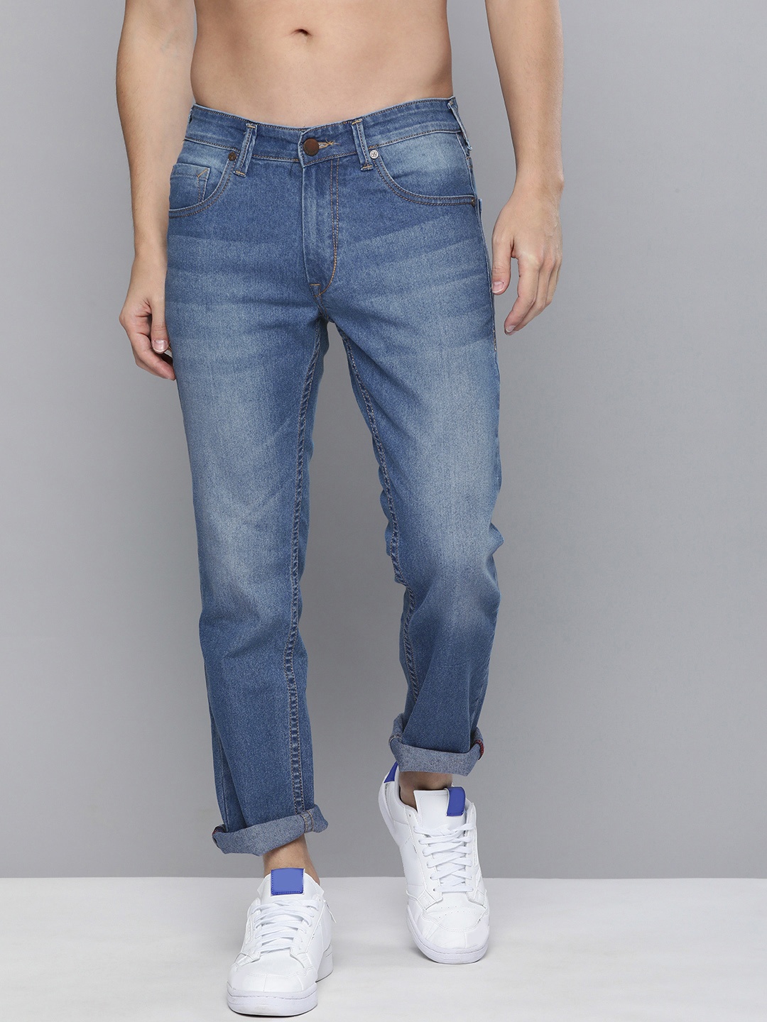 

HERE&NOW Men Indigo Light Fade Stretchable Casual Jeans, Blue