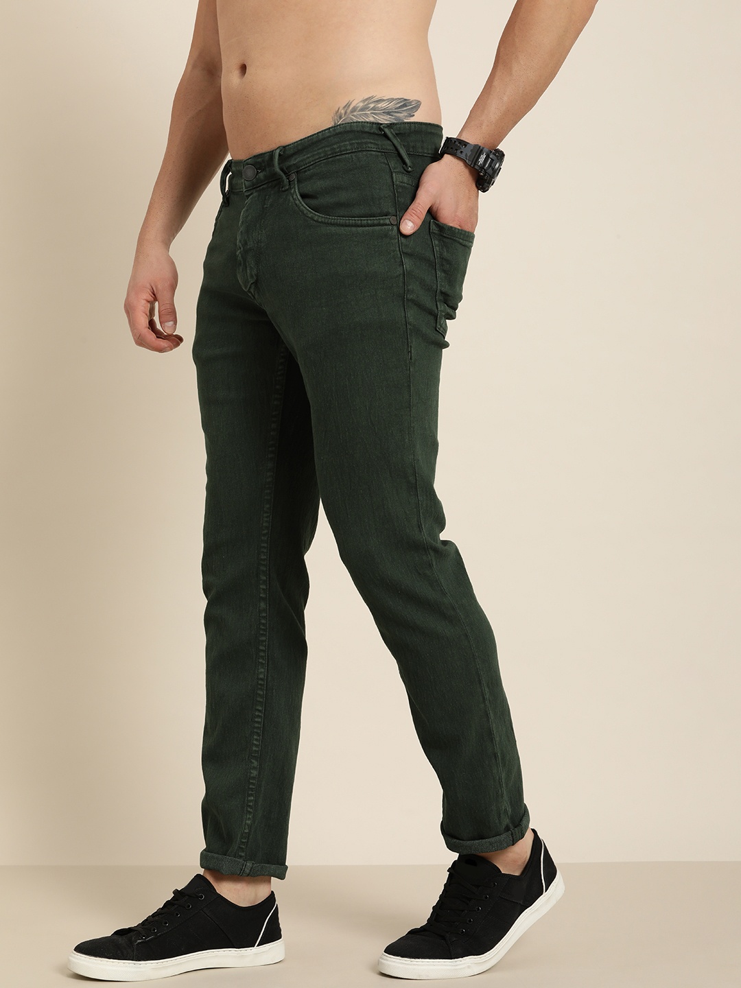 

Moda Rapido Men Olive Green Slim Fit Mid Rise Stretchable Jeans