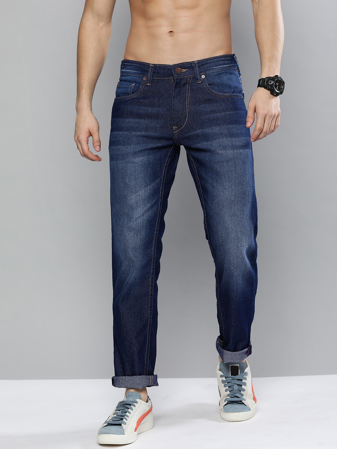 

HERE&NOW Men Blue Light Fade Stretchable Jeans