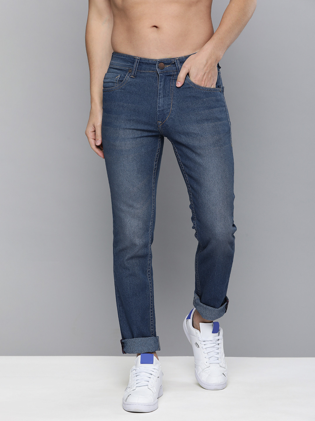 

HERE&NOW Men Blue Slim Fit Mid Rise Light Fade Stretchable Jeans