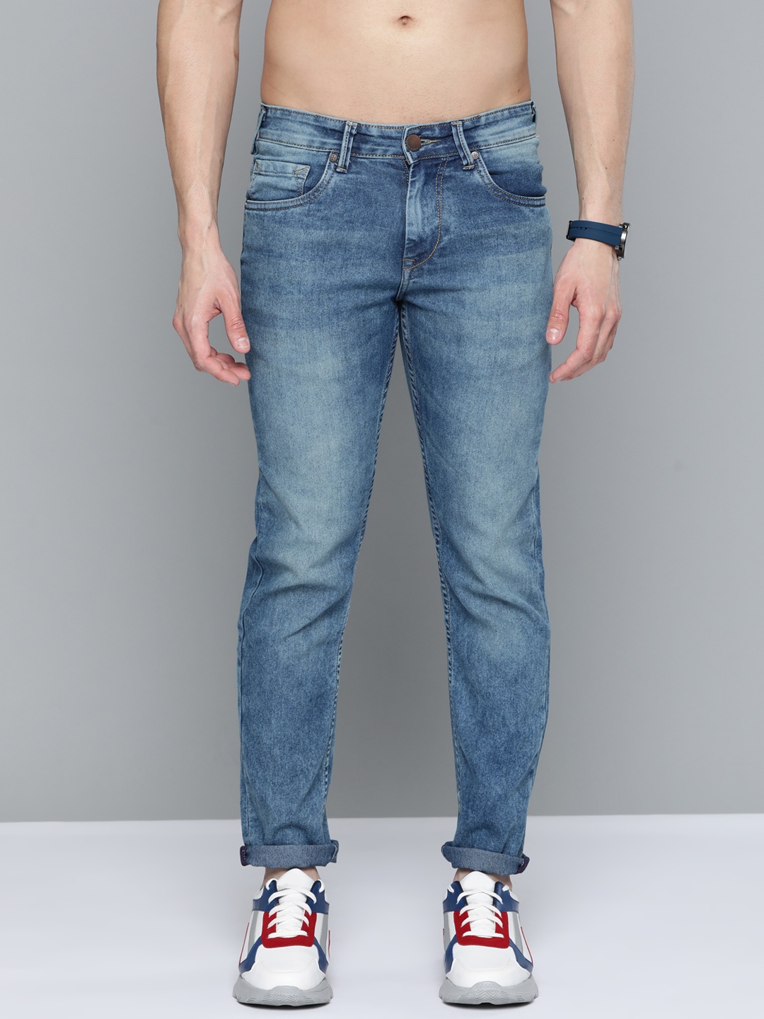 

HERE&NOW Men Blue Light Fade Mid-Rise Stretchable Jeans