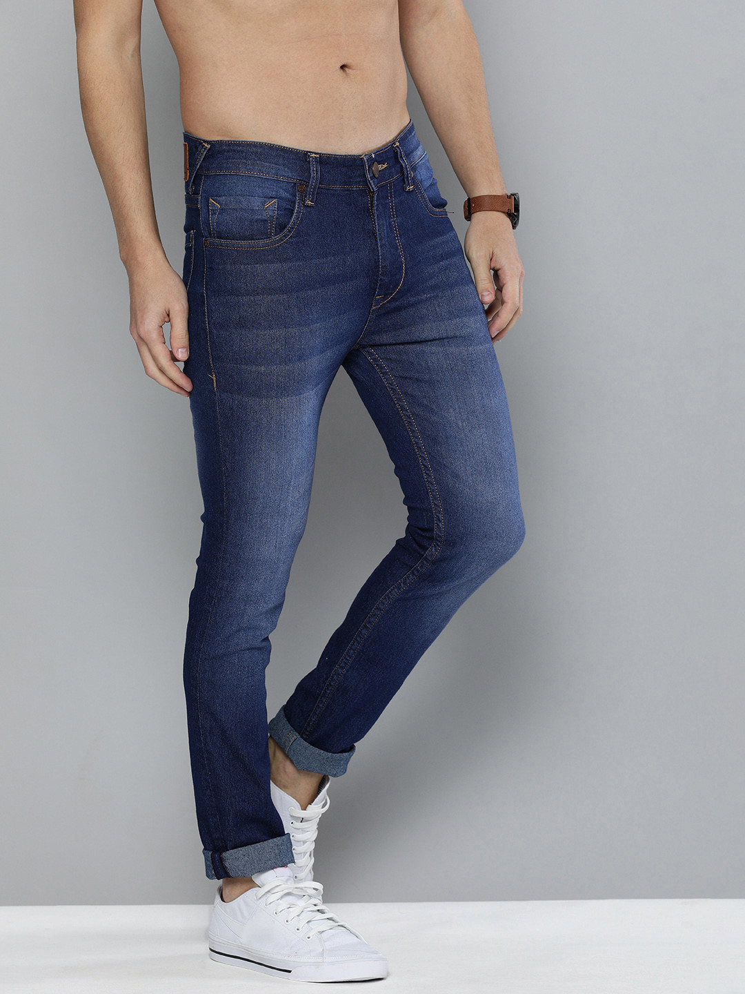 

HERE&NOW Men Blue Light Fade Stretchable Jeans