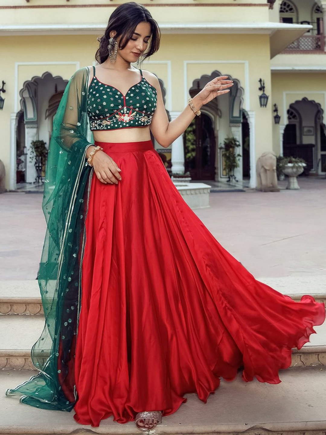 

Lavanya The Label Embellished Ready to Wear Lehenga Choli With Dupatta, Red